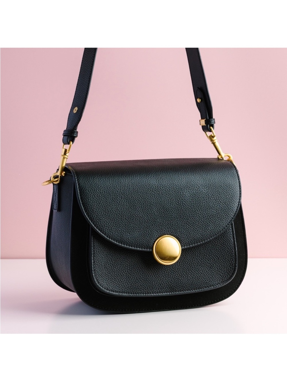 GATTA Jackie Noir Black Leather Suede Crossbody Bag Camera Bag Photography